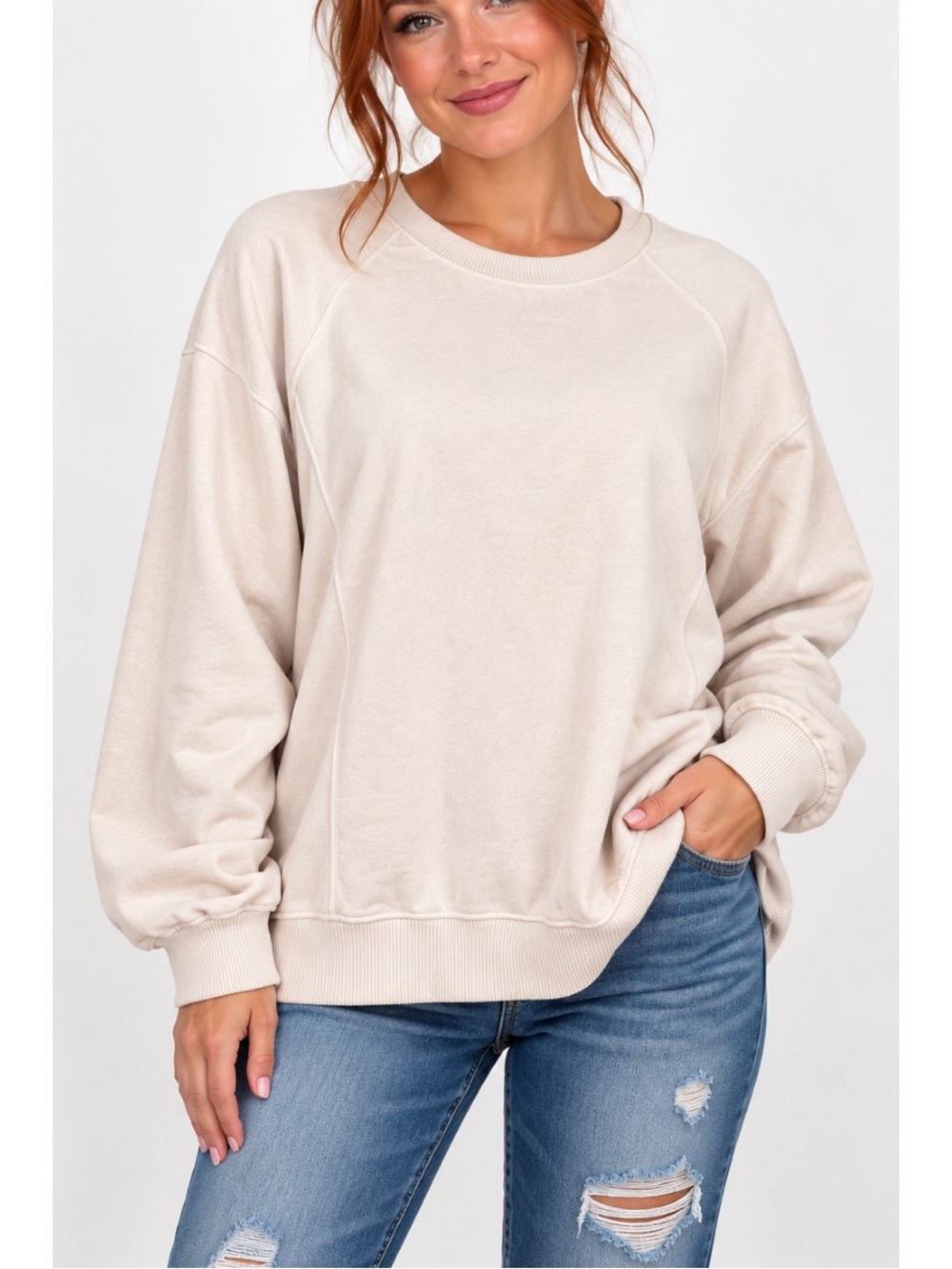 H&M Solid Cream sweatshirt